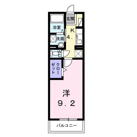 シャロル東福山(1K/2階)の間取り写真