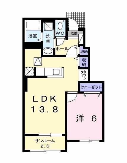 サンヴェール大芝II B(1LDK/1階)の間取り写真