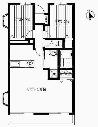 ポローニア指扇(2LDK/1階)の間取り写真