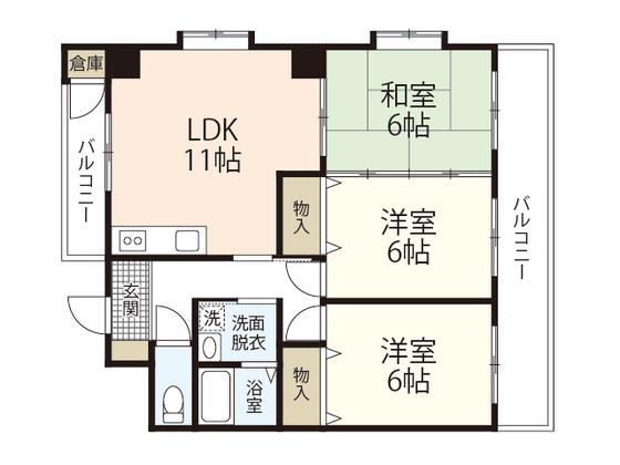 コスモピア(3LDK/2階)の間取り写真