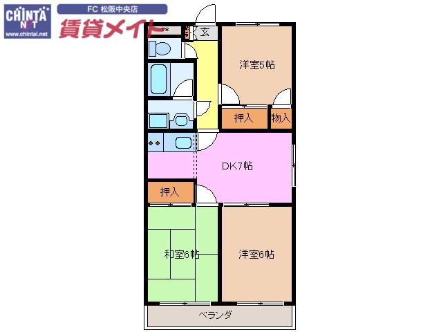 ファミリータウンむらた(3DK/4階)の間取り写真
