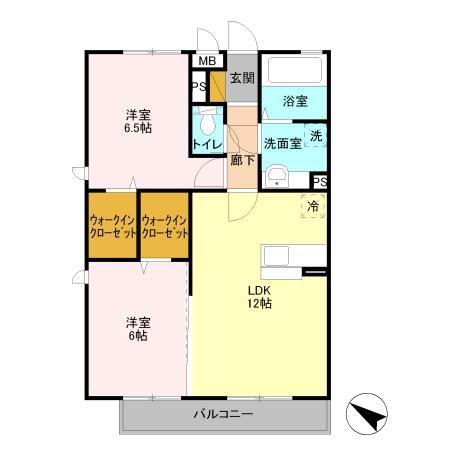 ティエラ奏の杜(2LDK/2階)の間取り写真