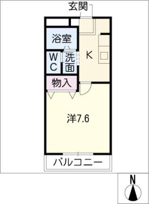 グリーンハイム(1K/1階)の間取り写真