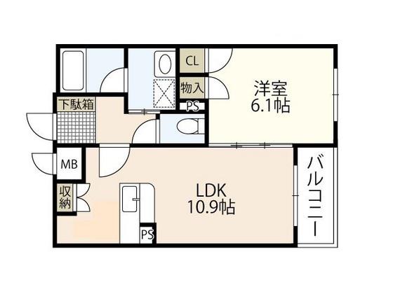 カサグランデIII(1LDK/2階)の間取り写真