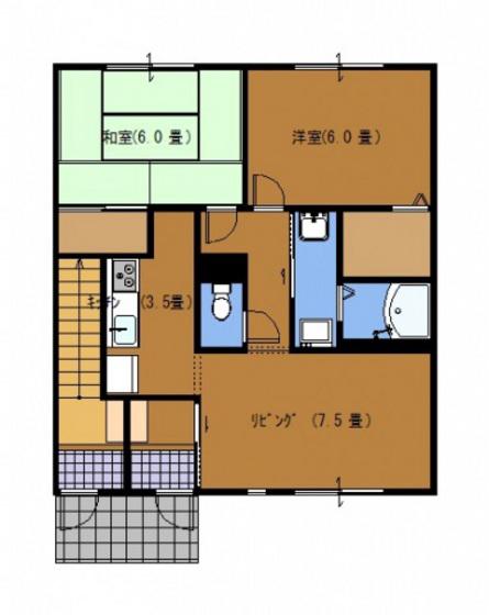 サンビレッジ府中B棟(2LDK/1階)の間取り写真