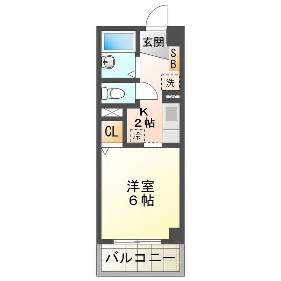 エスパシオ安島(1K/4階)の間取り写真