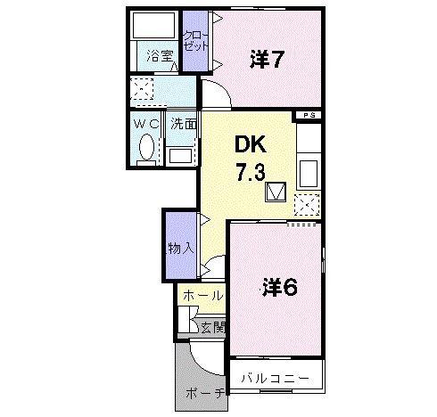 ファシネイション春日II(2DK/1階)の間取り写真