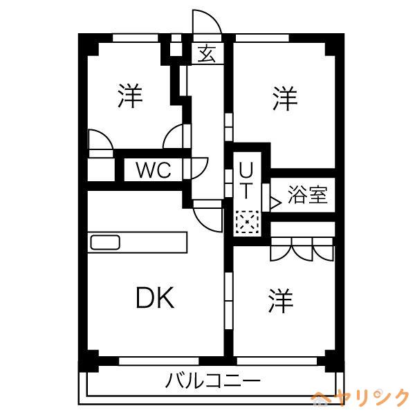ベルルージュ上社(3LDK/4階)の間取り写真