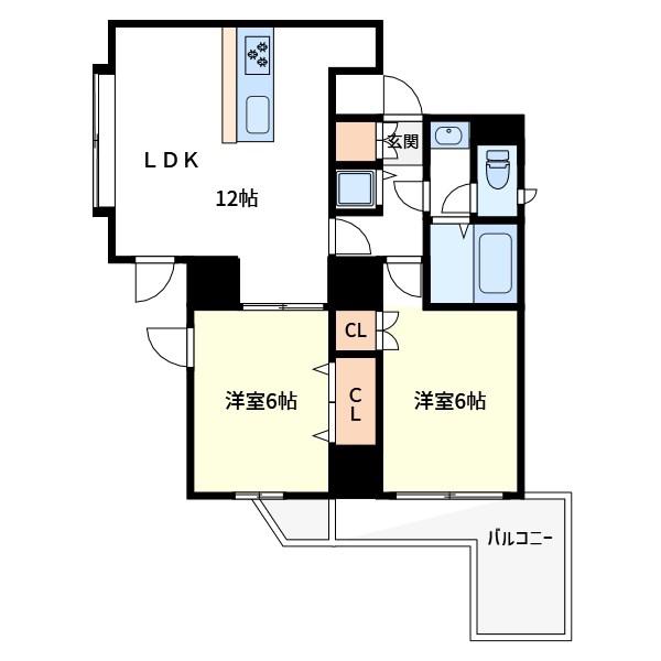 ウィンベルデュエット小岩(2LDK/5階)の間取り写真