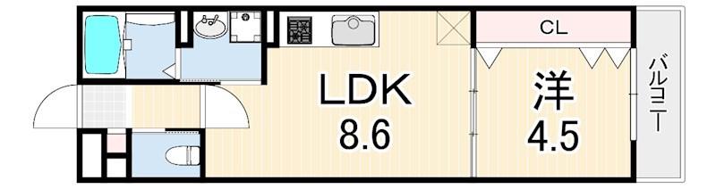 メゾンヒロナ昭和南通(1LDK/2階)の間取り写真