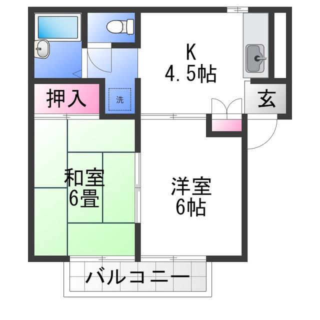 ナイティ池尻(2K/2階)の間取り写真