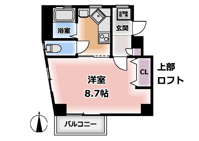 シティハイツ石原西棟(1K/6階)の間取り写真