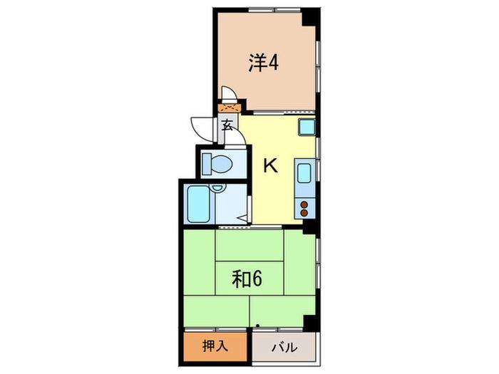 パレス内田2号館(2K/4階)の間取り写真