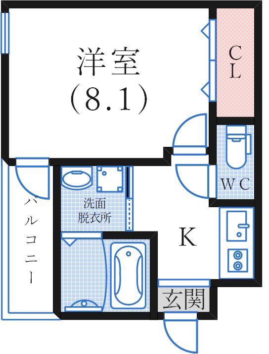 フジパレス神戸本町ウエスト(1K/1階)の間取り写真