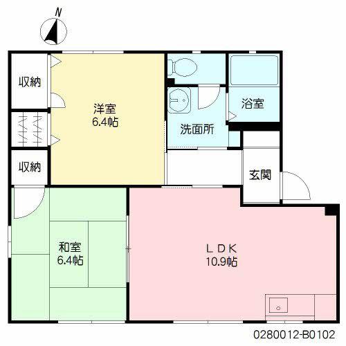 サニーコート本城 B棟(2LDK/1階)の間取り写真