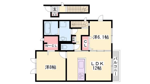 ルーチェ(2LDK/2階)の間取り写真