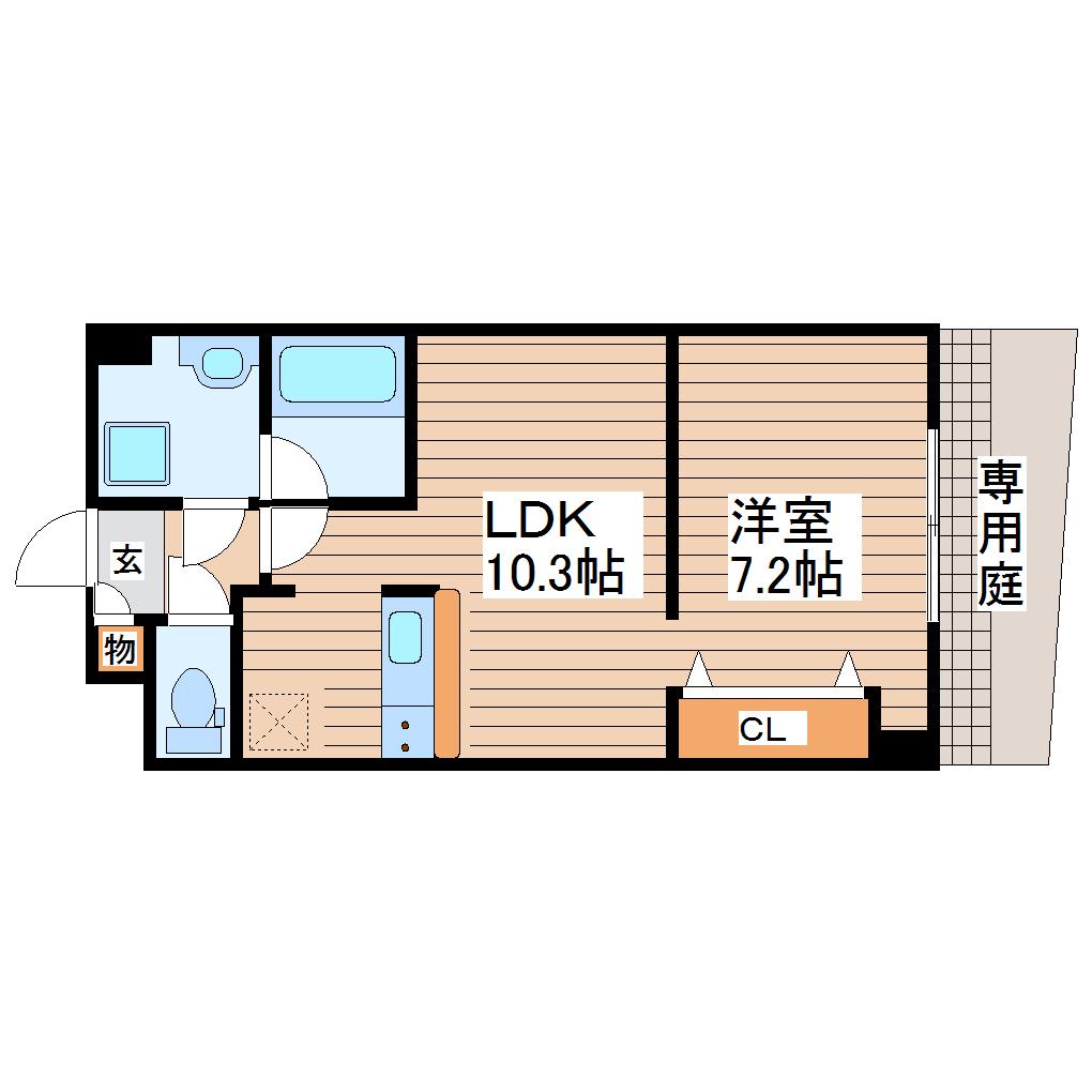しゃとれ梅田町(1LDK/1階)の間取り写真