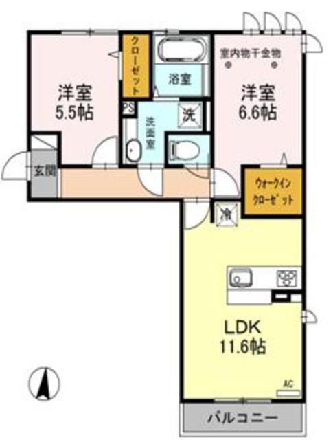 ロイジェントパークス レイクタウン III I(2LDK/2階)の間取り写真