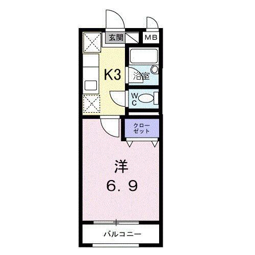 キャッスルパーク南仙台(1K/2階)の間取り写真