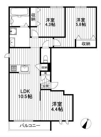 THE RESIDENCE 成城(3LDK/2階)の間取り写真