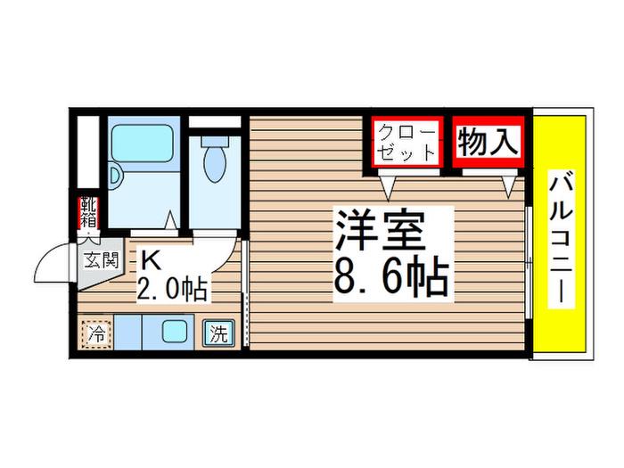 カサベルデ新検見川3(1K/3階)の間取り写真