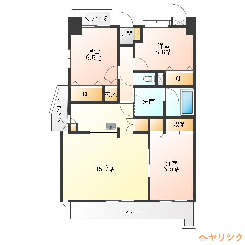 シンフォニー(3LDK/6階)の間取り写真