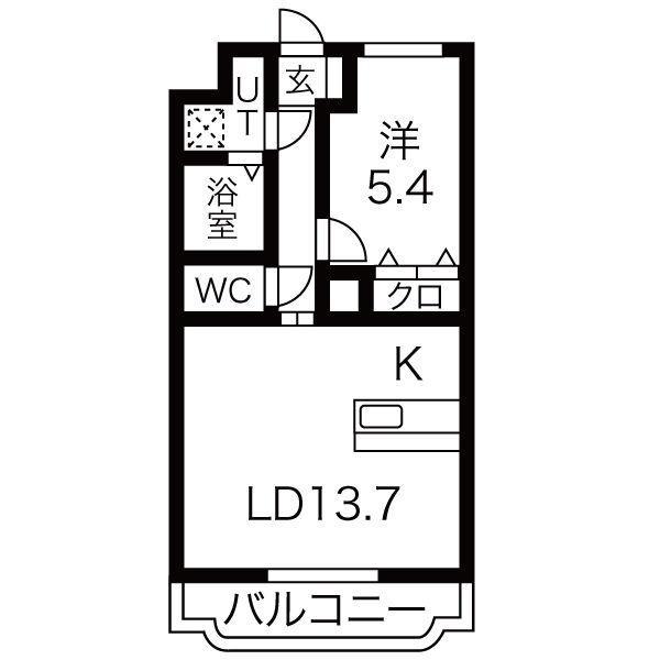 三河江曽島(1LDK/3階)の間取り写真