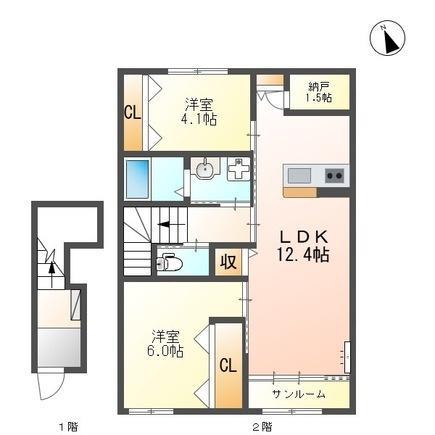 ラ・ルーチェ(2LDK/2階)の間取り写真