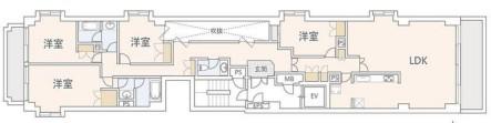 LERAVE三番町(4LDK/3階)の間取り写真