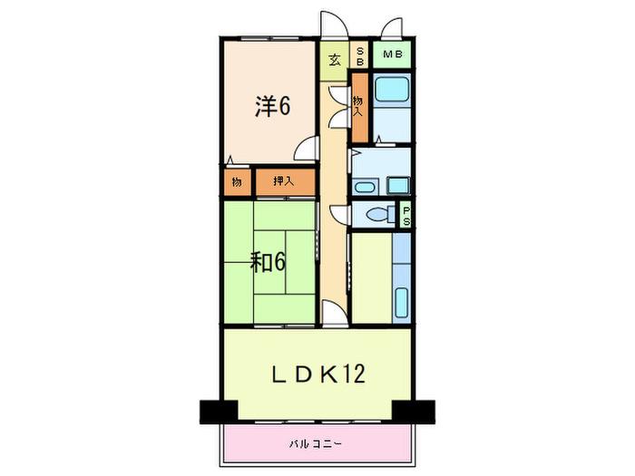 フィール甲南(2LDK/1階)の間取り写真