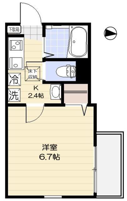 エルカーサ平和台(1K/1階)の間取り写真