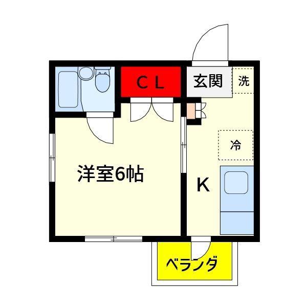 ウィンニングベル(1K/2階)の間取り写真