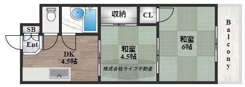 サンコート小澤(2DK/4階)の間取り写真