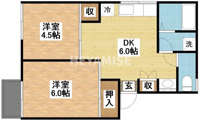プレジール藤山(2DK/2階)の間取り写真