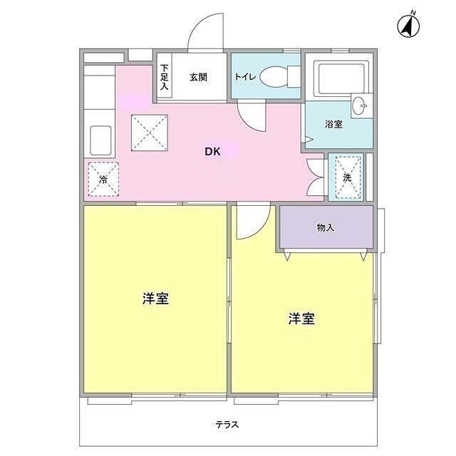 フェリース玉川台(2DK/1階)の間取り写真