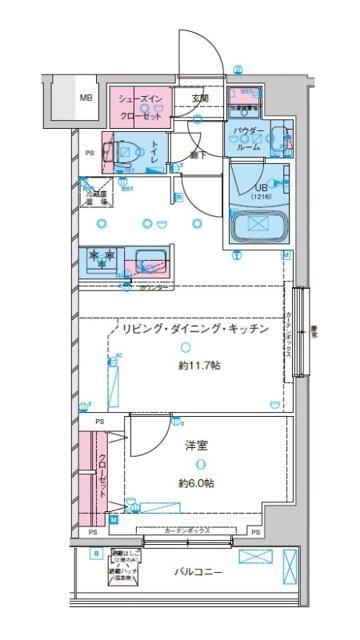 ジェノヴィア鐘ヶ淵(1LDK/8階)の間取り写真