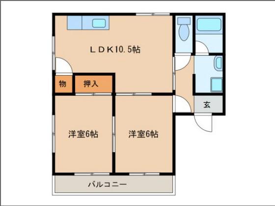 ソフィア壱番館(2LDK/1階)の間取り写真