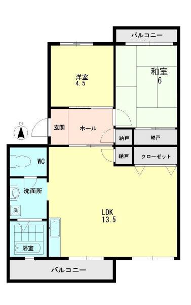 コーポ末広(2LDK/1階)の間取り写真