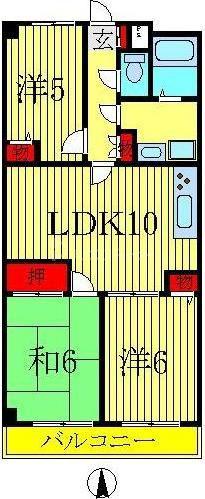 ガーデンハイツ柏南(3LDK/4階)の間取り写真