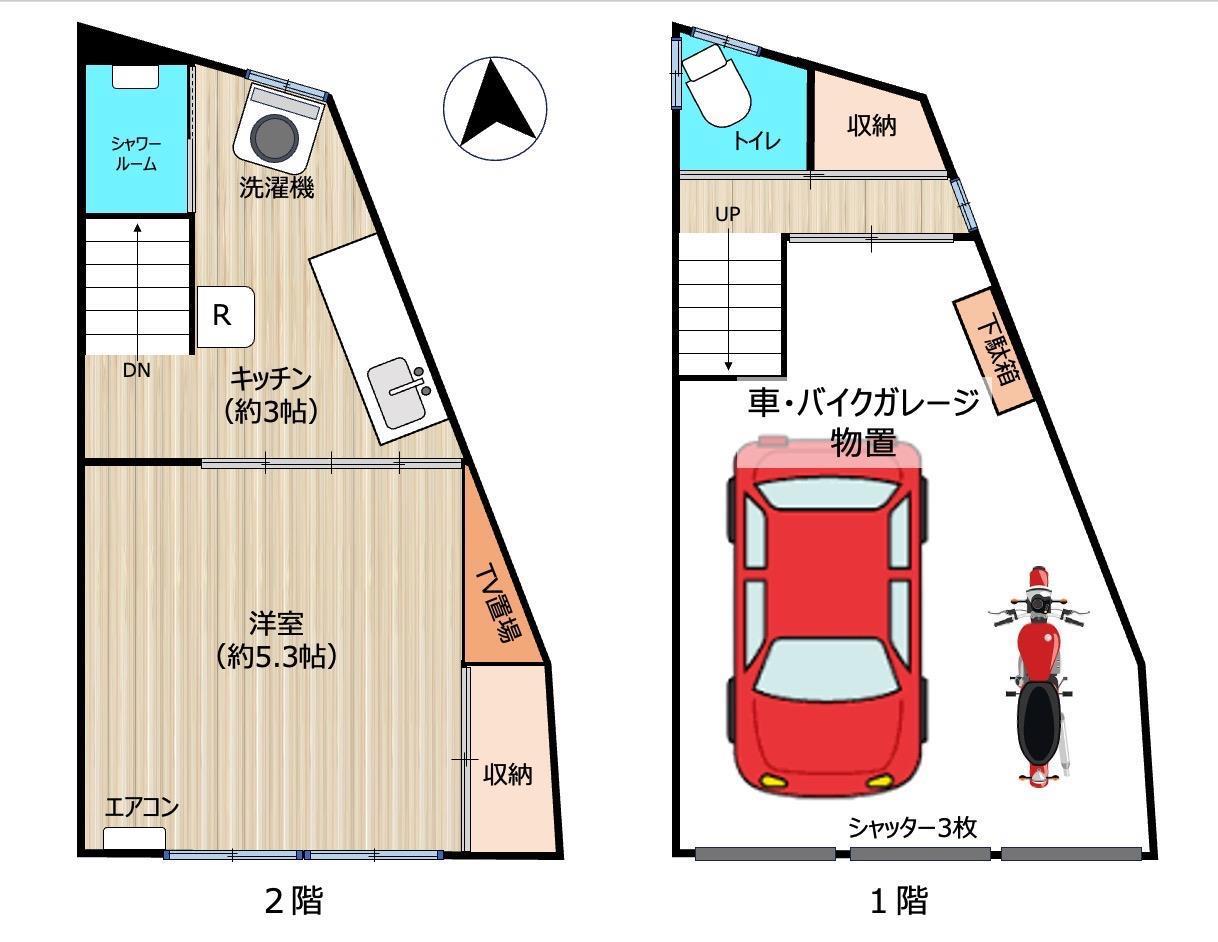 JR呉線 呉駅 徒歩20分 2階建 築54年(1K/1階)の間取り写真