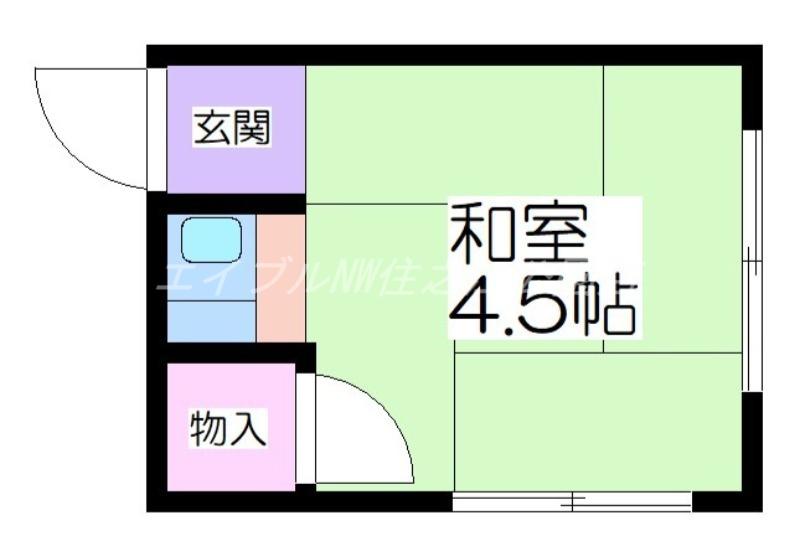 第一ハイツ(ワンルーム/2階)の間取り写真