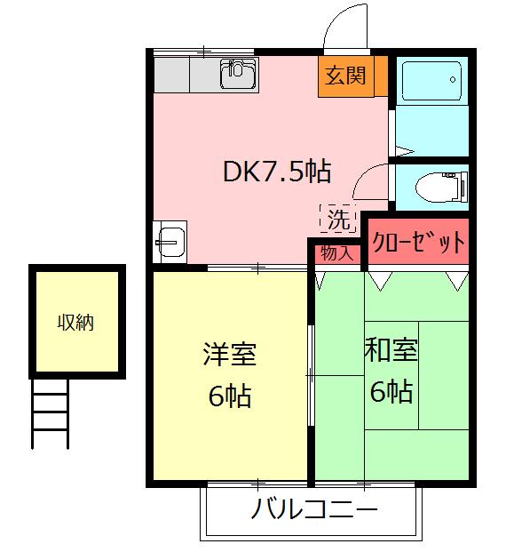 ミレニアムG(2DK/2階)の間取り写真