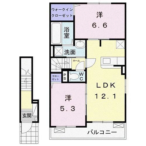 ベル アルモニー(2LDK/2階)の間取り写真