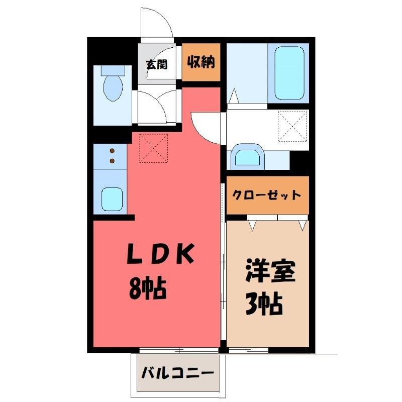 ローレル敷島(1LDK/2階)の間取り写真
