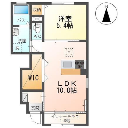 エクレール館向(1LDK/1階)の間取り写真