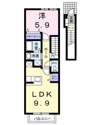 ベラーノ(1LDK/2階)の間取り写真