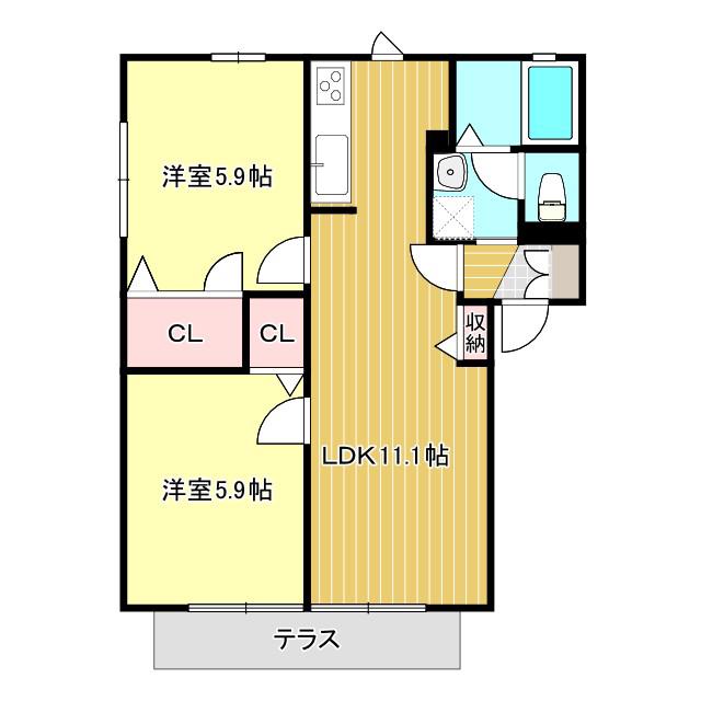 グリーンゲイト I棟(2LDK/1階)の間取り写真