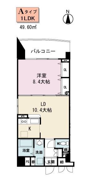 ビラージュプラム(1LDK/6階)の間取り写真