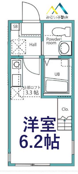 ハーミットクラブハウス菊名IIIA号棟(ワンルーム/2階)の間取り写真