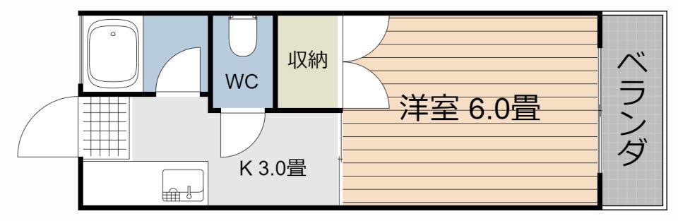 ふじコーポ(1K/3階)の間取り写真